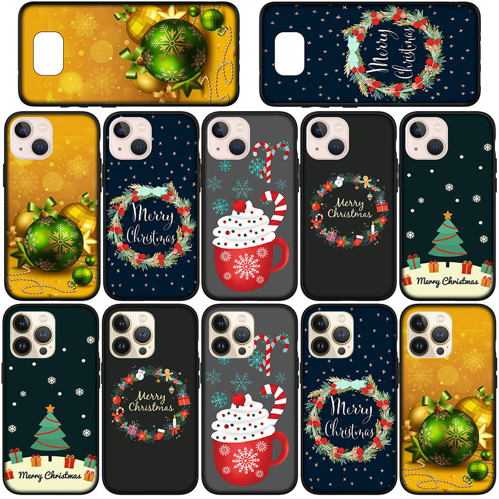 Чехол для телефона Samsung Galaxy S25 S24 S23 iPhone 16 15 Xiaomi Redmi Note 14 13 12 16E 11 Pro Max OPPO Moto Huawei Deer Snow Merry Christmas Tree Cover