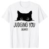 Funny Cat Judging You Silently 100% Cotton T-shirts Men Women's Fashion Casual Tshirt Loose Oversized Streetwear T Shirt