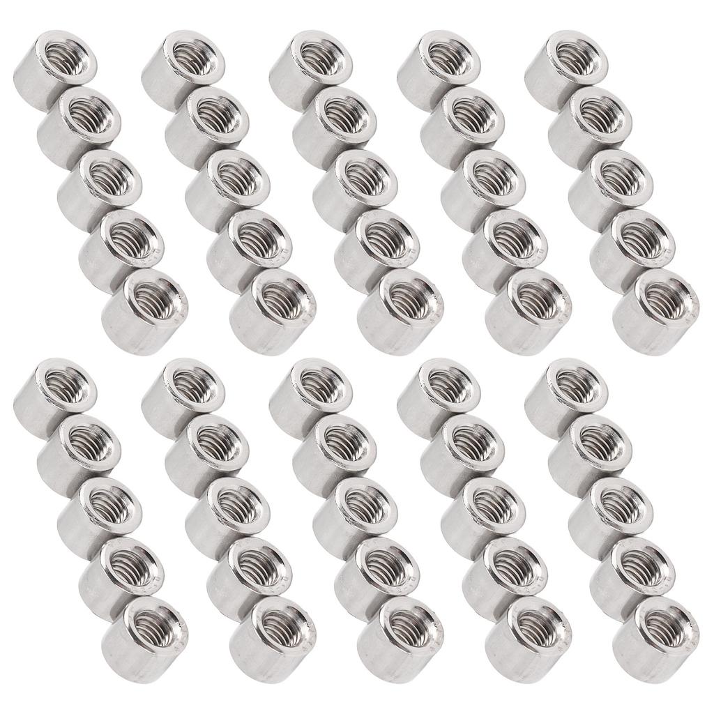 50 шт. Круглая соединительная гайка Внутренняя резьба 304 Нержавеющая сталь M6 Соединительная гайка для украшения дома