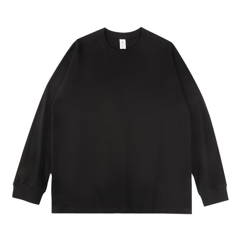 Унисекс Футболка с длинным рукавом в рубчик из чистого хлопка | Повседневный свободный базовый слой