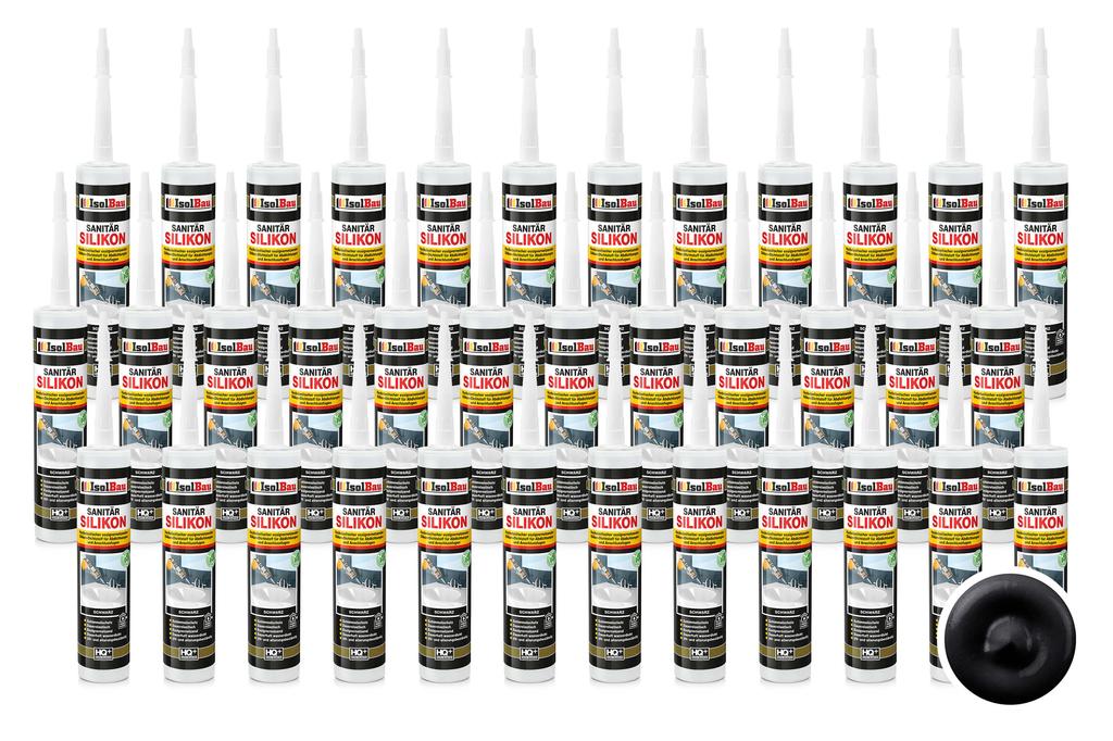 IsolBau Sanitary Silicone Black Sanitär Silikon 36 x 300ml