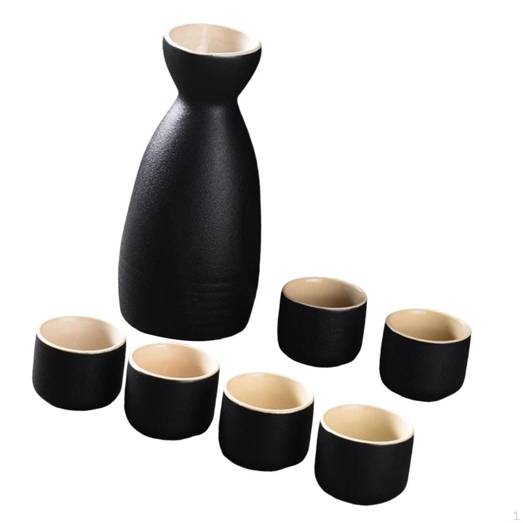 Ceramic Drinkware Set with Sake Pot and Six Cups