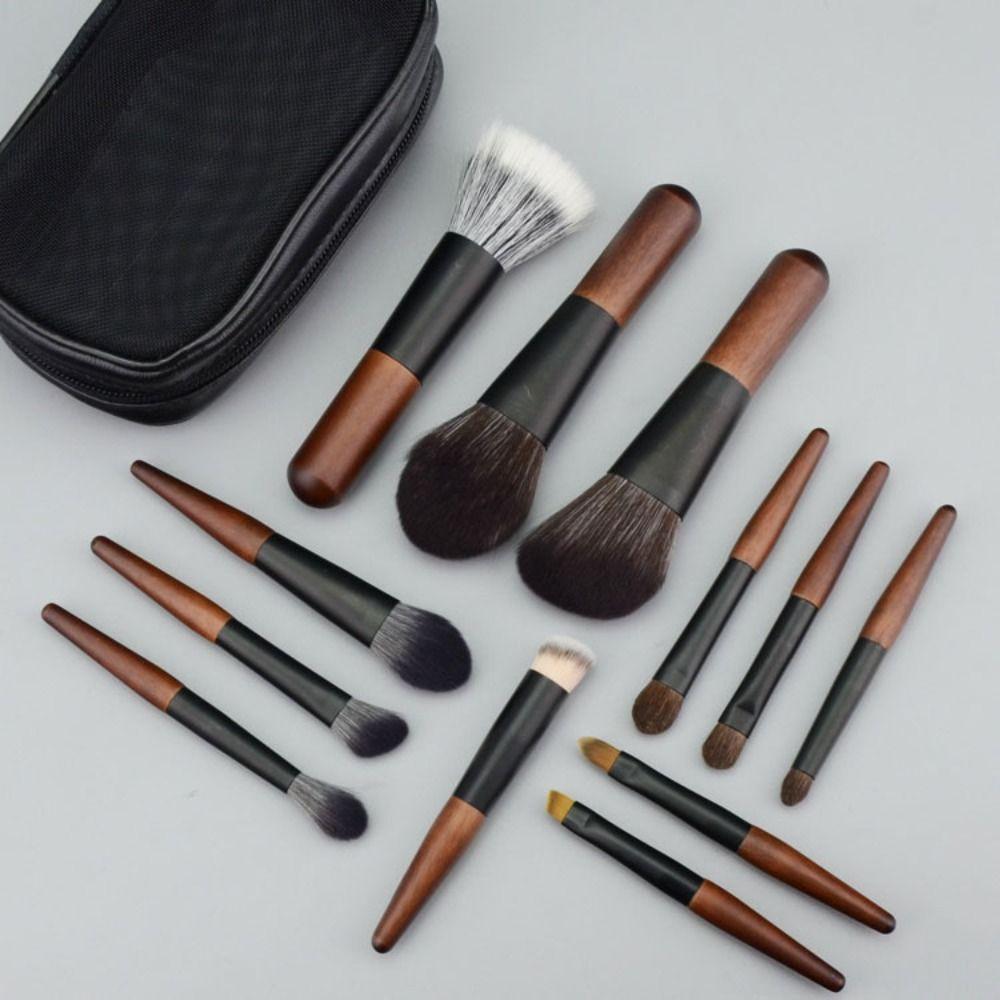 12Pcs Lip liner Mini Makeup Brush Set Wood Eye Brow Roller Brush Eyeshadow Make Up Kit  Beauty