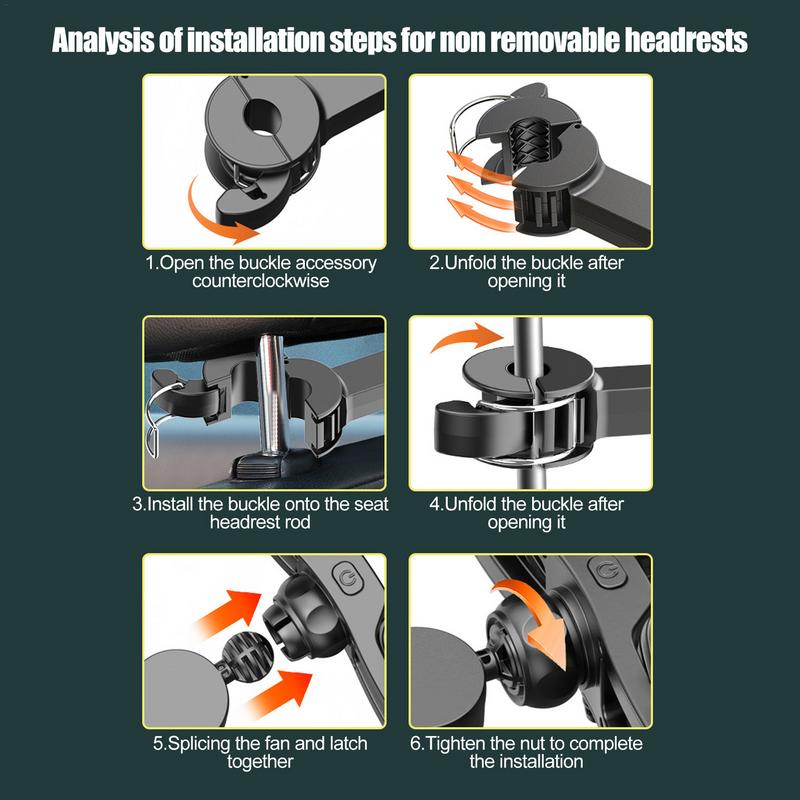 Вентилятор на спинку сиденья автомобиля, двухголовый охладитель для заднего сиденья, вращающийся на 360 градусов, простая установка, летний охлаждающий вентилятор с 3 скоростями