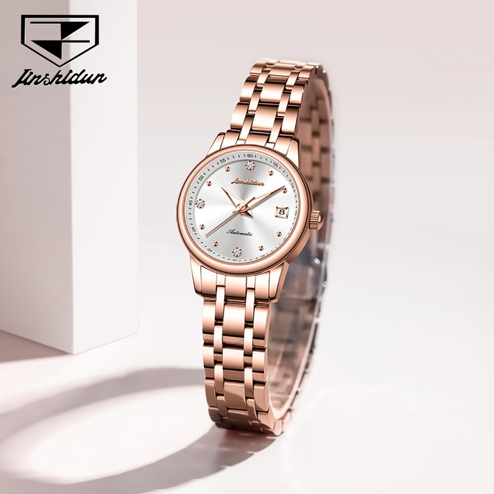 JSDUN Woman Watch Original Stainless Steel Diamond Scale Automatic Mechanical Women's Watches Luminous Waterproof Ladies Watches