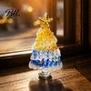 Elegant Glass Tree Table Centerpiece Hand Blown Christmas Figurine, Mini Tabletop Festive Home Accents Xmas Ornament, Handmade Desktop Holiday