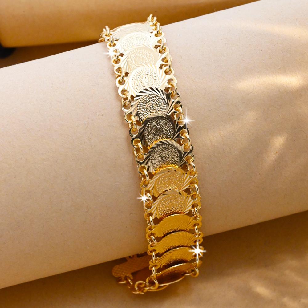 Plating Gold Money Coin Bracelet Copper Jewelry Luxury Chain Bracelet