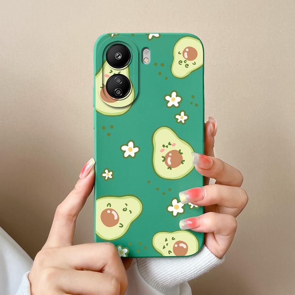 Чехлы для Xiaomi Redmi A3 K60 K70 Pro K70E Note 13 Pro 13R 13C, милый матовый жидкий силикон с цветком авокадо, мягкая задняя крышка, защитный чехол для телефона, бампер