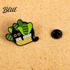 Cat Lapel Pin Enamel Brooch Cartoon Green Plant Shape Compact