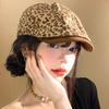 American Hot Girl Leopard Print Front Hat Spring and Autumn Casual Versatile Hat Women's Face Showing Small Duckling Hat Retro Beret Trendy