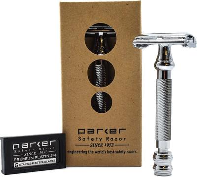 Бритва Parker Butterfly Razor 5 сменных лезвий закрывает небритые области, латунная парка (с набором), брить, (нескользящий/тяжелый), бритва, бритье, бритье, Т-образный