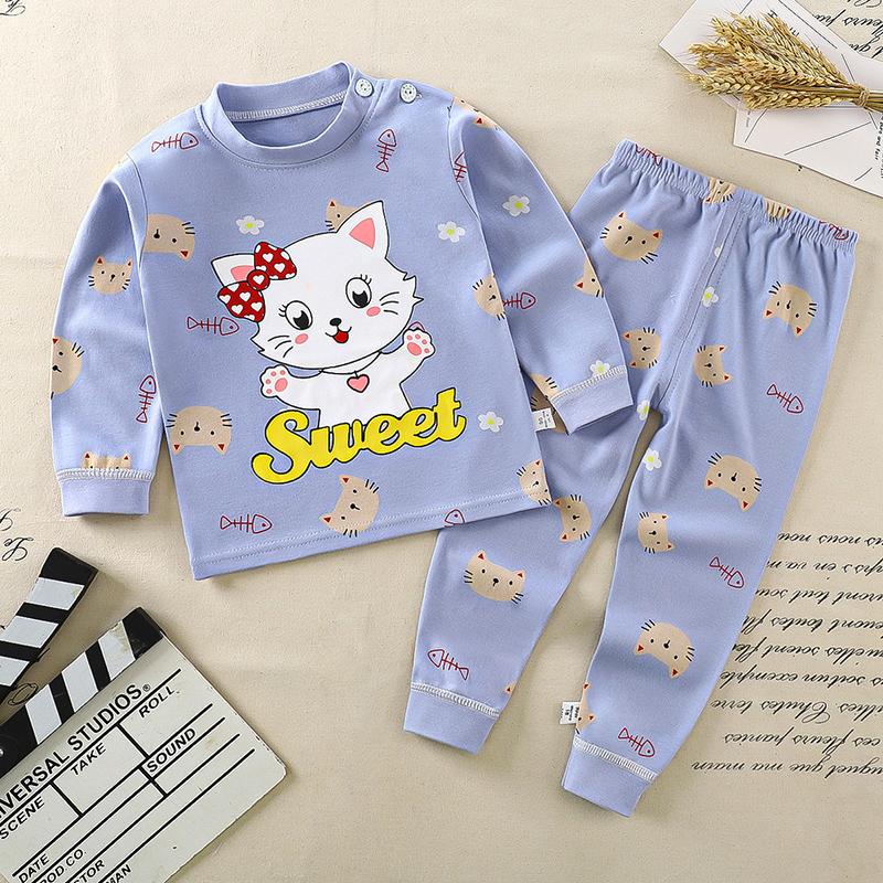Winter Kids Long Sleeve O Neck T Shirt Pants Set Casual Baggy 2pcs Suit Cotton Cartoon Printes Outfit