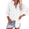 European & American Women's Solid Color Pocket Long Sleeve Loose Blouse