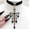 Gothic Vampire Cross Necklace With Alloy Pendant For Women Fashion Accessory