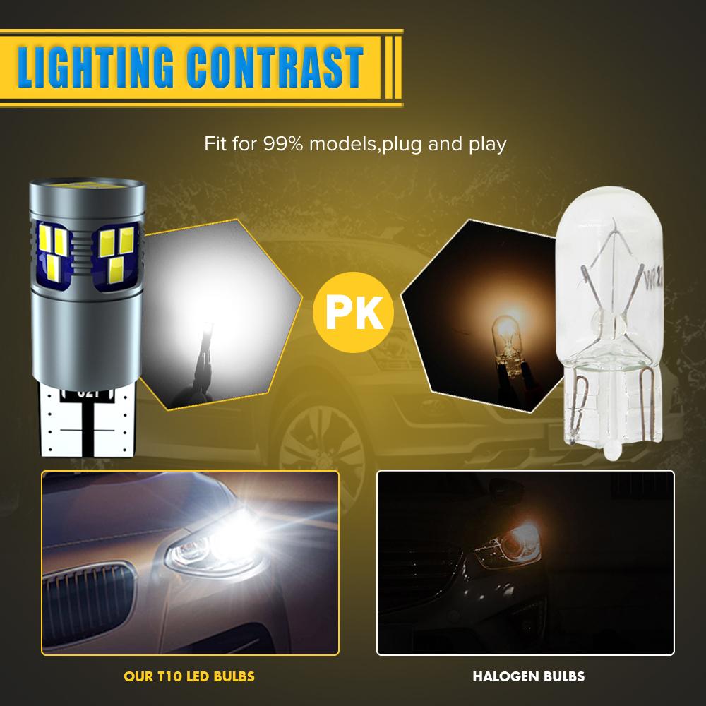 2PCS T10 W5w Led Canbus Super Bright 194 168 Боковой фонарь Парковая лампа Лампа для номерного знака 12 В Белый свет