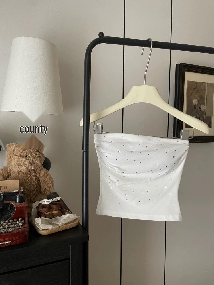 Горячий стразовый облегающий бандажный топ-майка - Женская летняя одежда для дома и улицы