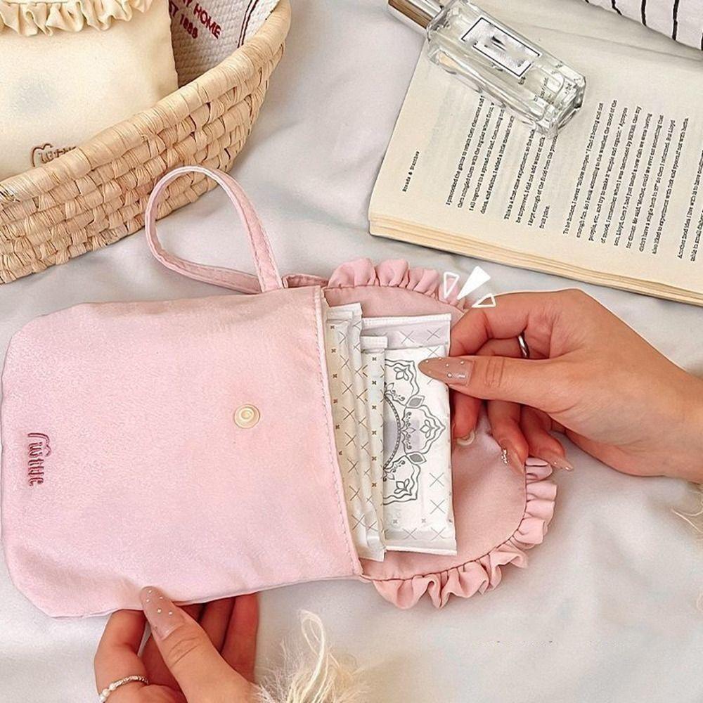 Bowknot Sanitary Napkin Storage Bag Cotton Cloth Bow Makeup Bag Creative Mini Cosmetic Bag Women