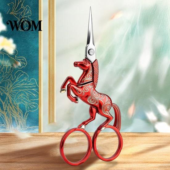 Lightweight Tailor Scissors Retro Style Scissors, Double-Ring Horse-Shaped Handle Stainless Steel Sharp Gift Collectible Scissor Set Pointed Blade for