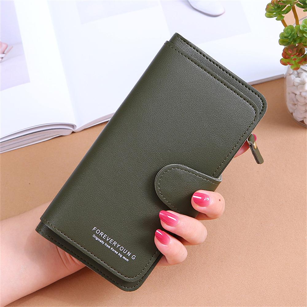 Women Long Wallets Soft  Leather Clutch Wallets Card Holder Card Holders Buckle Zippers Money Clip Multi-Card Female Coin Purses