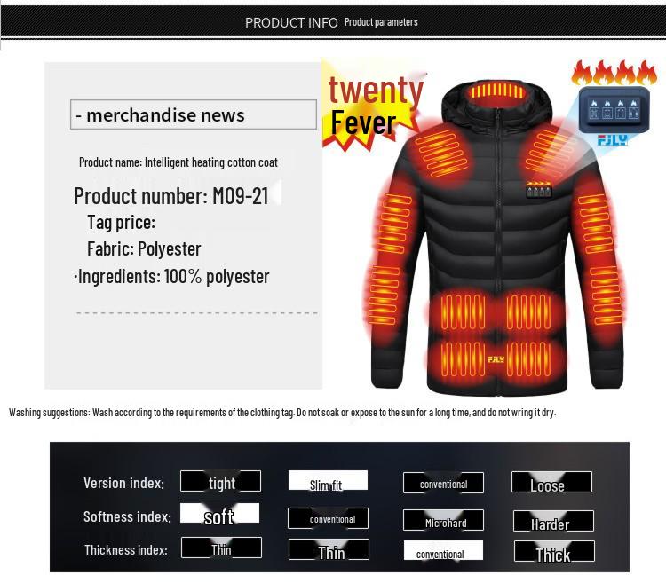 Smart Heated Cotton Jacket - Unisex Outdoor Full Body Warmth with Constant Temperature Control