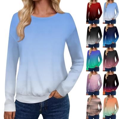 Женский модный повседневный топ с длинными рукавами и принтом, открытыми плечами и круглым вырезом