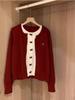 Кардиган свитер женский в корейском стиле с бантом, красный, имитация двойки - Новая свободная посадка, осень/зима 2025
