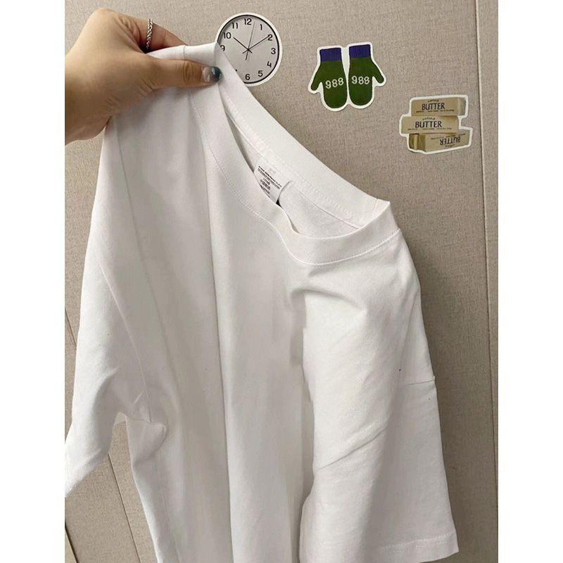 Мужская летняя футболка из чистого хлопка в стиле ретро с короткими рукавами, модная свободная футболка с рукавами до локтя