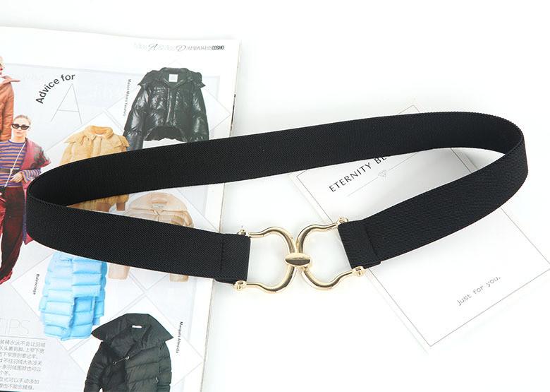 Fashion Black And Leopard Print Elastic Waistband With Buckle Design For Formal Events