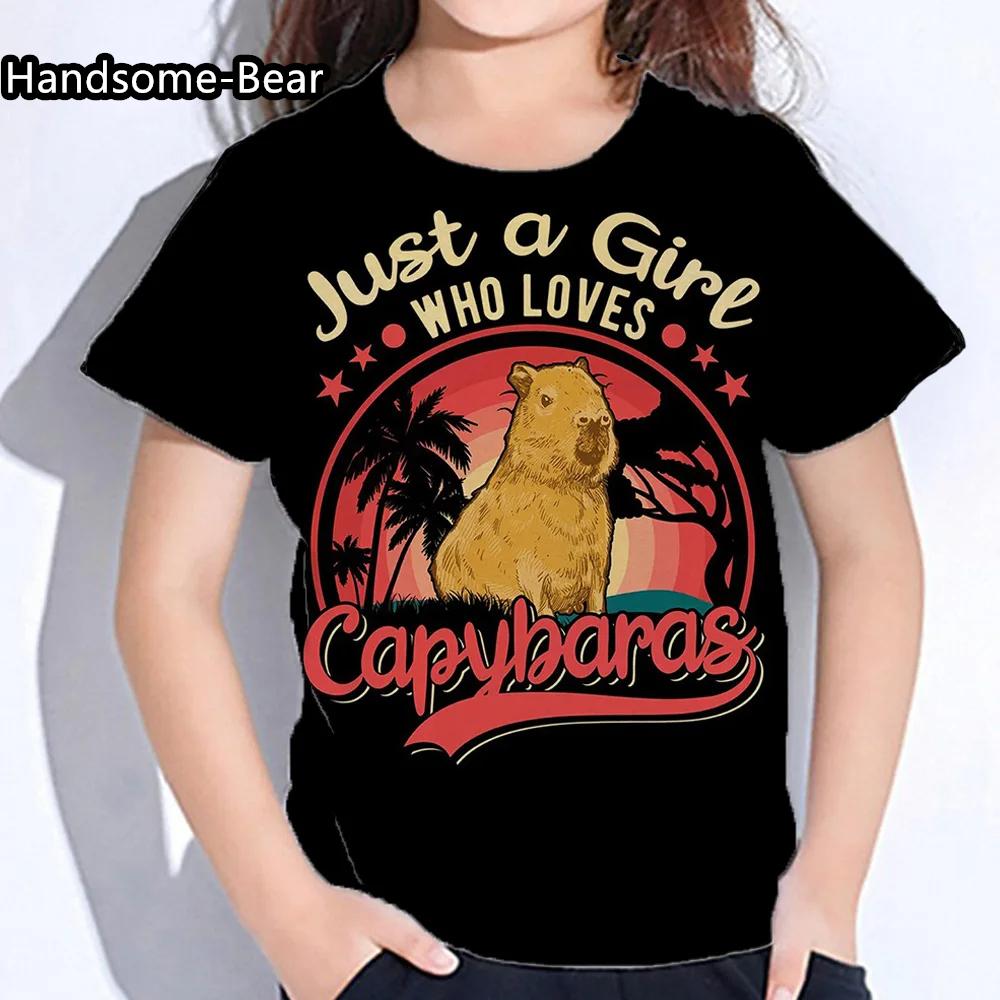 Детская одежда капибара летняя футболка с круглым вырезом для девочек