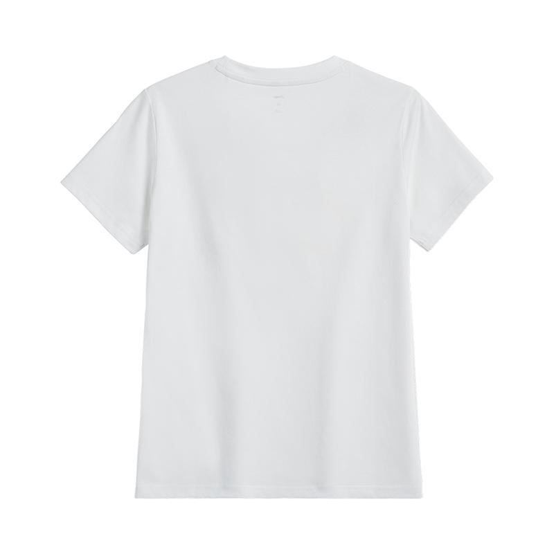 Li Ning Футболка женская с принтом логотипа матери, свободная, удобная, повседневная, с коротким рукавом, белая AHSVA76-2