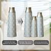Metal floor vases 3-piece set, semi-handmade vases with fan pattern, white-silver vases for living room, hallway, entrance area, 43.5/51/61 cm height