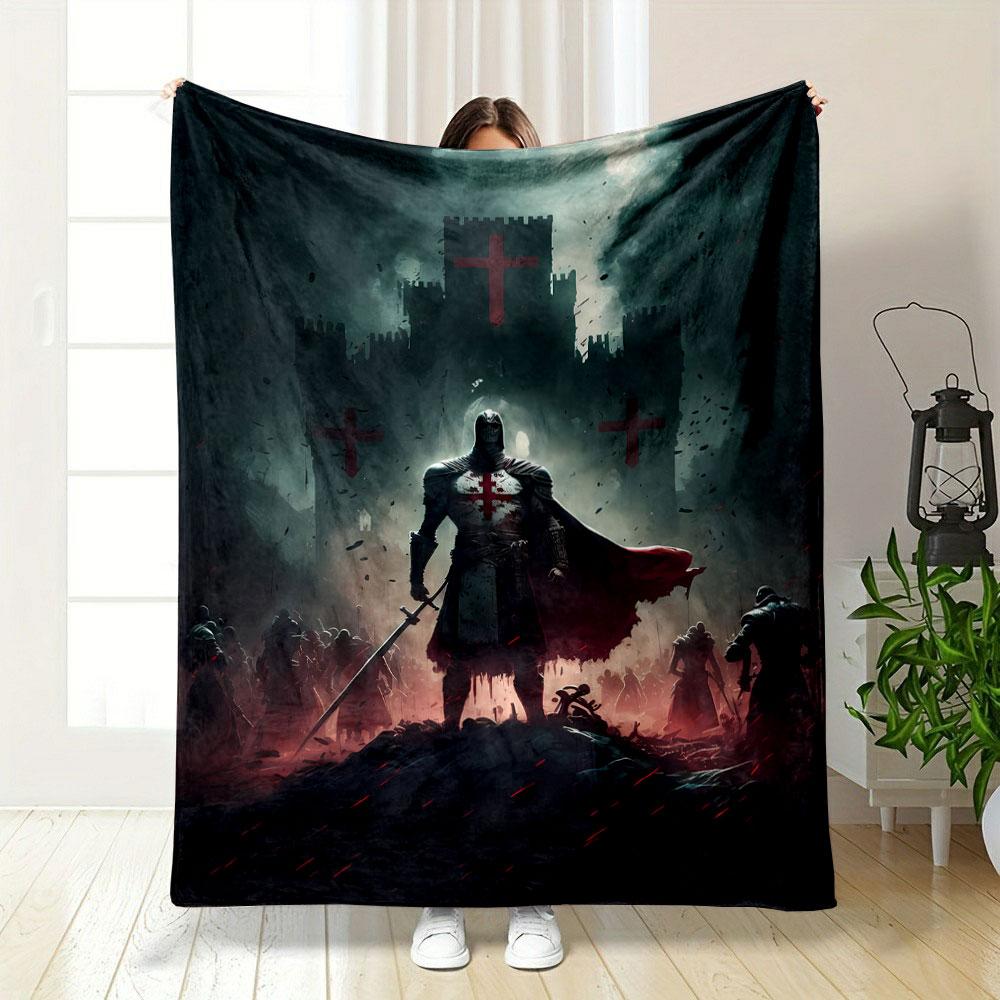 Crusader Knight Castle Blanket Printed Blanket for Living Room Bed Couch lunch break Soft Cozy Blanket for Friend's festival Gift