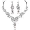 Super‑Sparkling Water‑Drop Full‑Diamond Tassel Women Necklace & Earring Set, Court‑Style Light‑Luxury Niche‑Designed Collarbone Neck Accessories