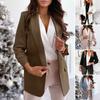 Women Suit Coat Blazer Solid Color Open Stitch Long Sleeves Slim FIt Lapel Soft Anti-wrinkle Formal Business Coat Mid Length Jacket