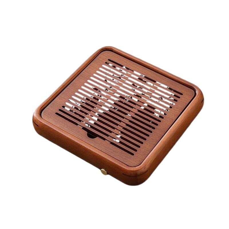 Поднос для чая из массива палисандра для стола, Офисный поднос со встроенным резервуаром для воды и дренажем, Настольная подставка для капель при чайной церемонии