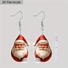2D Flat Chic Santa Claus Acrylic Earrings for Women Christmas Earrings Holiday Celebration Ears Jewelry Christmas Gifts