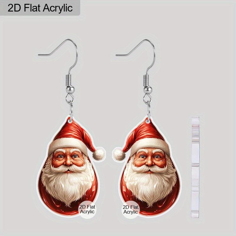 2D Flat Chic Santa Claus Acrylic Earrings for Women Christmas Earrings Holiday Celebration Ears Jewelry Christmas Gifts