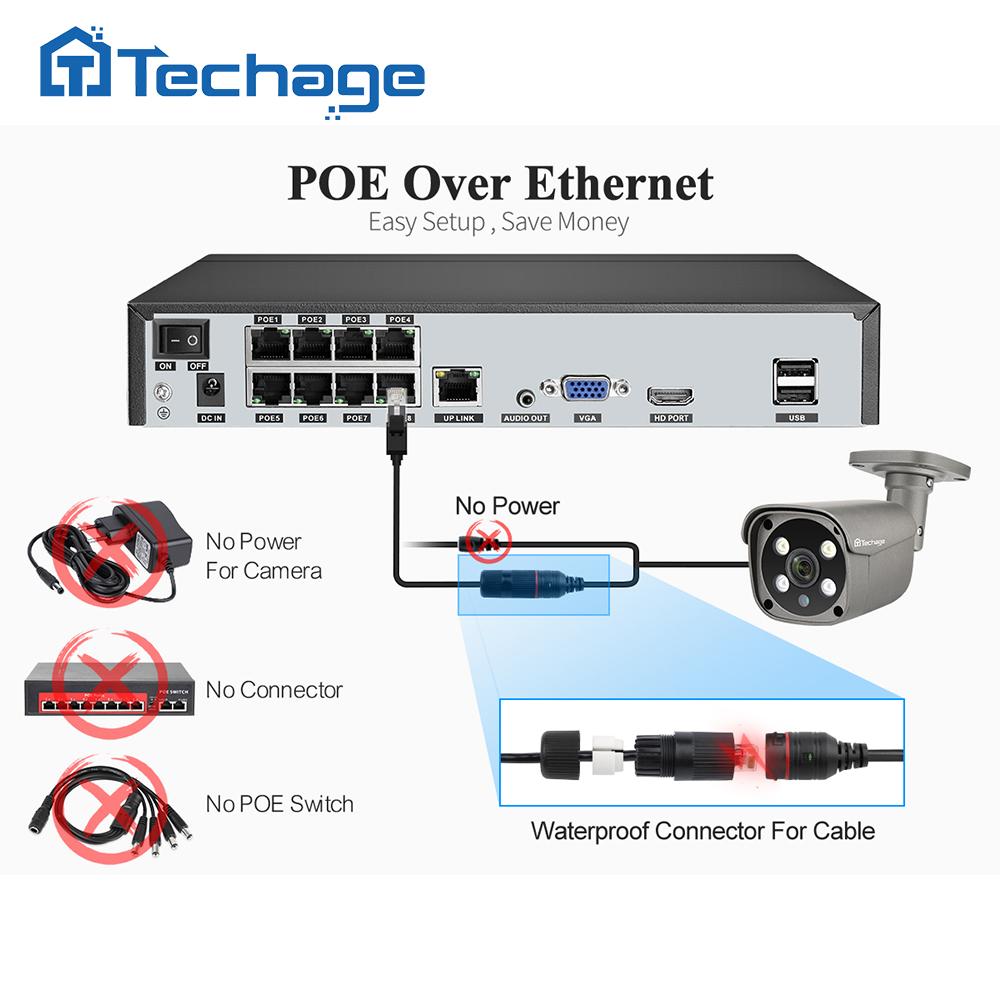Techage 5-мегапиксельная IP-камера безопасности POE для обнаружения человека на открытом воздухе двухсторонняя аудио-видео камера наблюдения AI IP