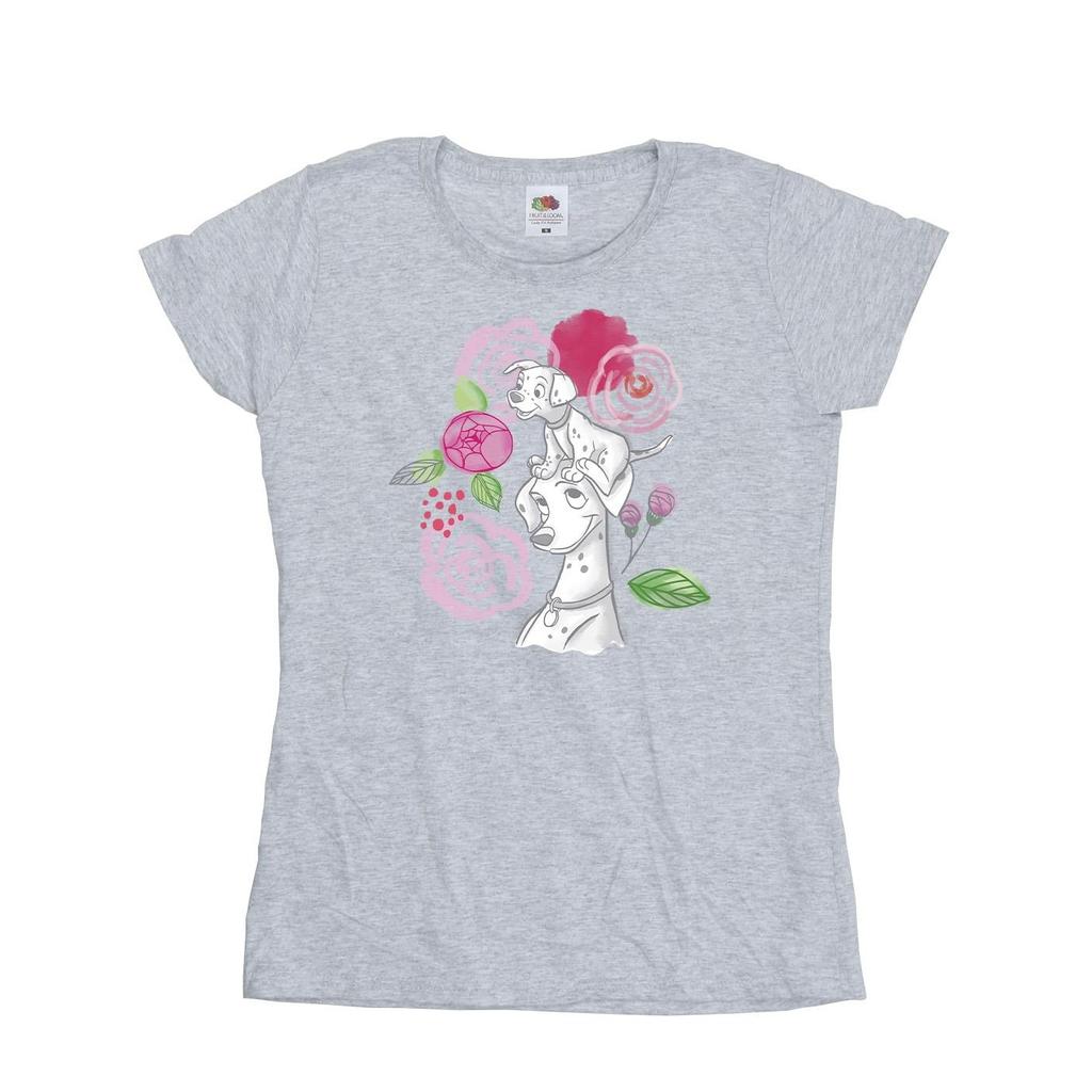 Disney Womens/Ladies 101 Dalmatians Flowers Cotton T-Shirt