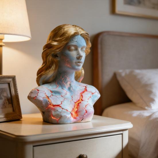 Пылающая Дева Фигурка Пламенная Девушка Бюст Статуя Смола Скульптура Дом Офис Настольная Художественная Декорация Орнамент