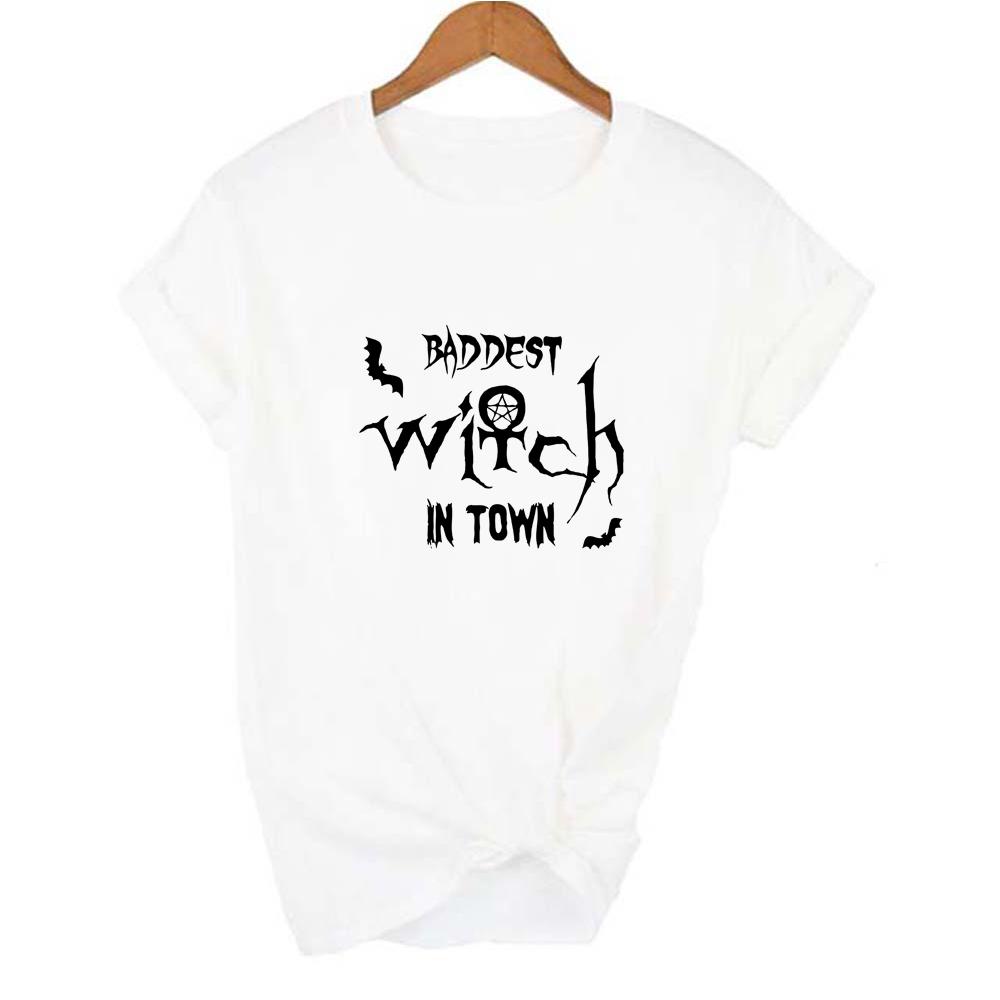 Baddest Witch In Town Women Halloween T Shirt Harajuku Gothic Short Sleeve T Shirts Graphic 90S