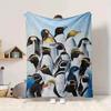 1Pc Penguin Family Portrait Blanket Soft And Comfortable Casual Warm Camping Travel Christmas Halloween Xmas Gift M92486