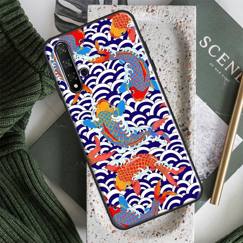 Tattoo Japanese Koi Dragon Wave For Huawei Nova Y61 Y91 Y70 Y90 Y60 Y72 9 10 SE 12i 12s 11i 5T P60 Pro P20 P30 P40 Lite Case