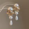 Серьги-кисточки из жемчуга 'Серебряная игла': Ретро цветочный дизайн, милая личность, роскошные серьги-гвоздики для женщин