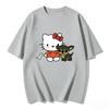 2026 Summer Hello Kitty Cartoon Pattern Printed ShortSleeved Cotton TShirt  Womens Family Matching BabyParent Set