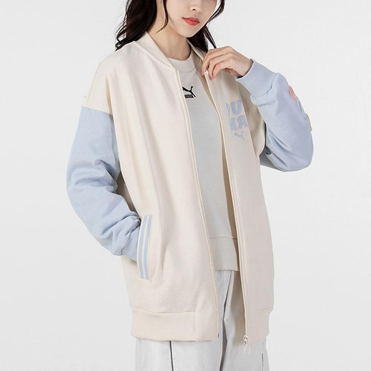 Puma Bomber Jacket With Logo Print And Color Block Design Women Jackets White 536309-99