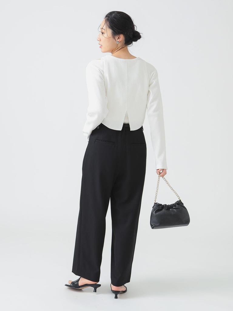 В:MING LIFE STORE by BEAMS Женские брюки с широкими карманами и складками (Размер S-M) черный