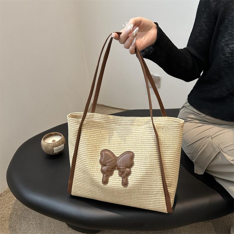 Милая плетеная сумка через плечо из ротанга ручной работы, плетеные сумки-тоут большой вместимости, большие сумки для женщин, девушек AVE