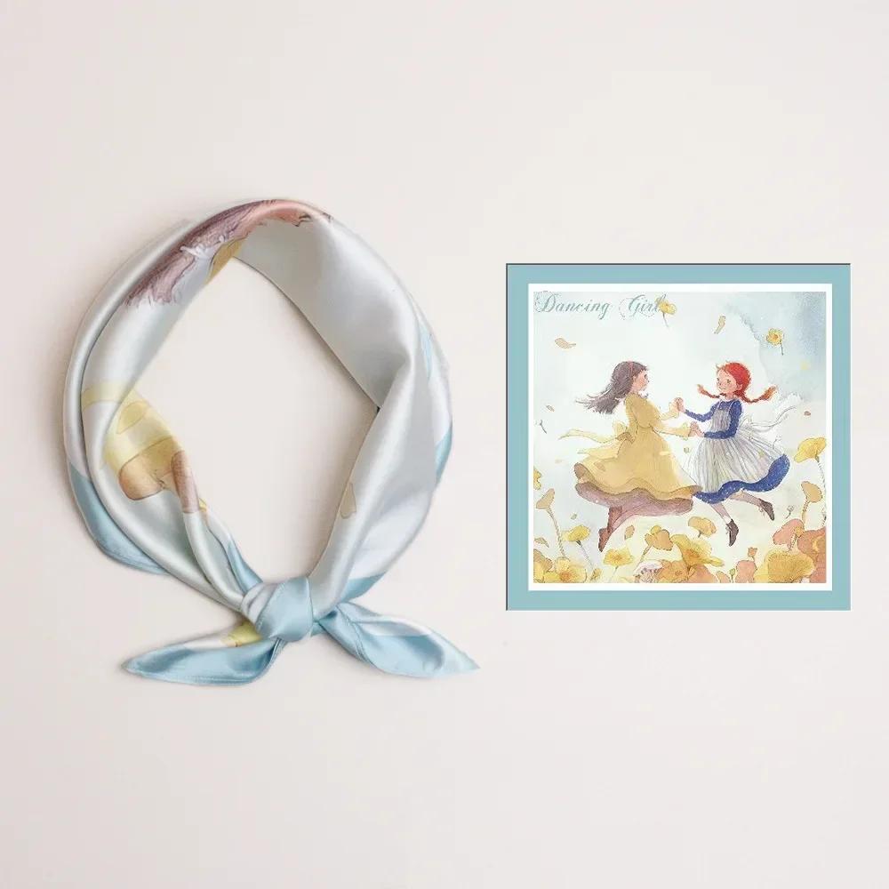 53*53cm Silk Scarves for Woman Fashionable Pattern Smooth To The Touch Spring Summer Sun Protection Silk Scarf