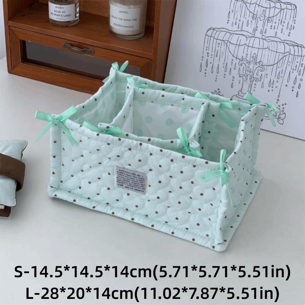 Dot Pattern Storage Box Quilted Cosmetics Snacks Organizer Storage Basket Home Decoration
